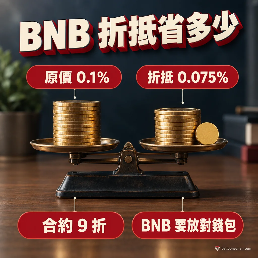 開啟與不開 BNB 折抵的手續費比較