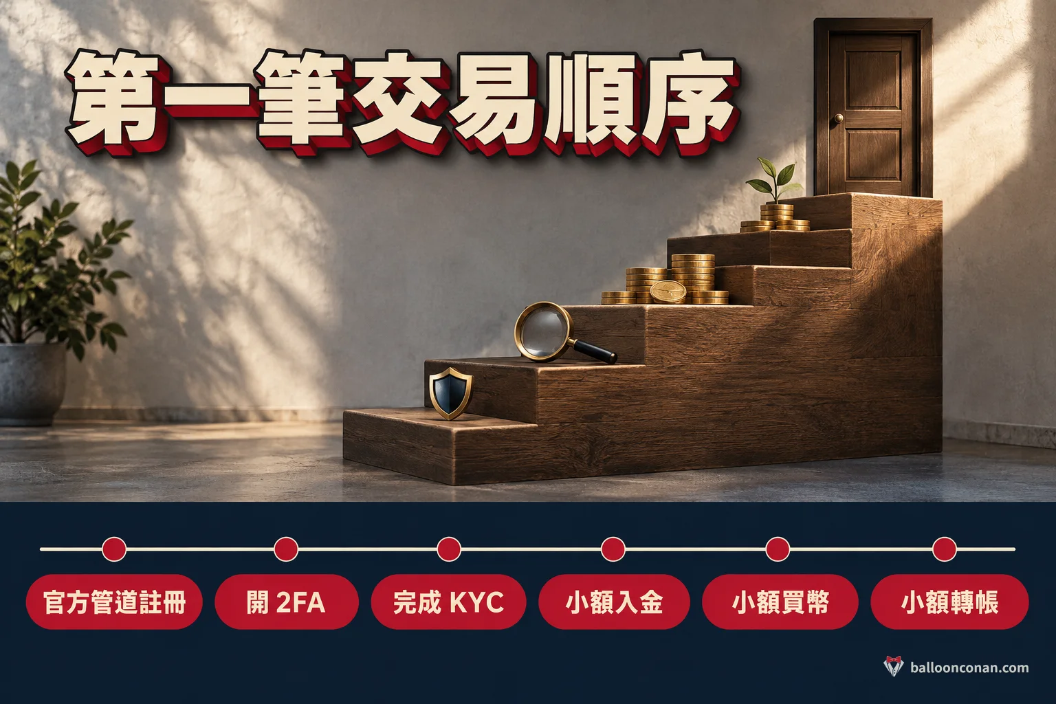 加密貨幣新手第一筆交易的正確順序流程圖