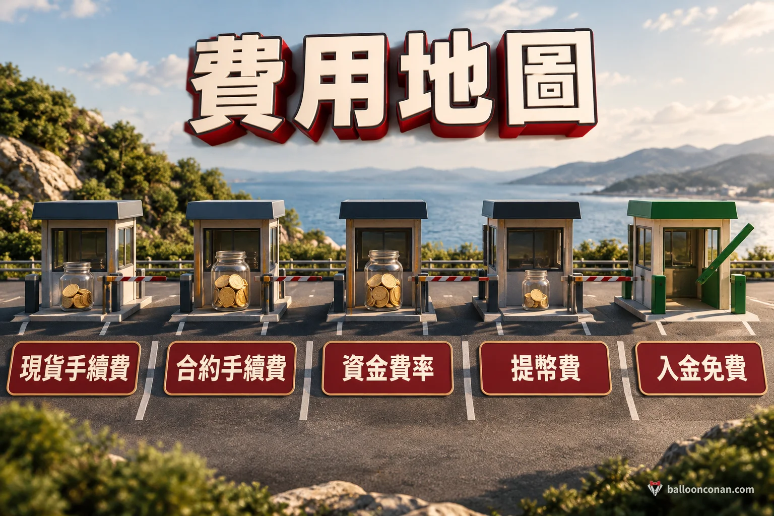 費用地圖：現貨手續費、合約手續費、資金費率、提幣費與免費入金