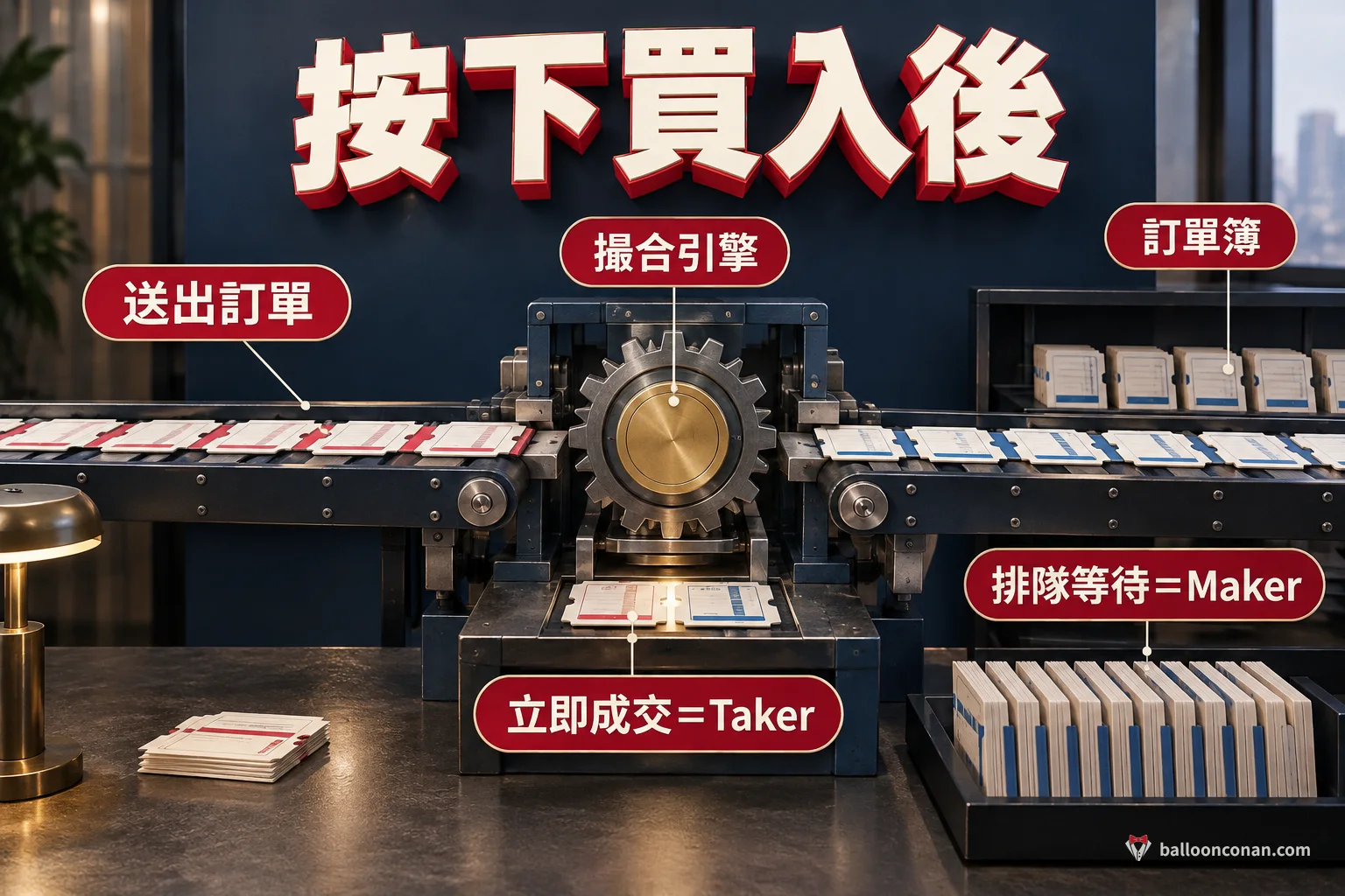 交易所撮合引擎與訂單簿運作示意圖
