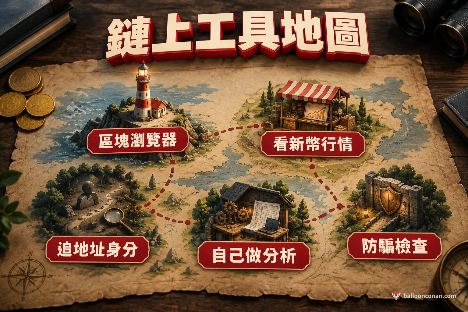 鏈上數據工具依用途分類的地圖示意圖