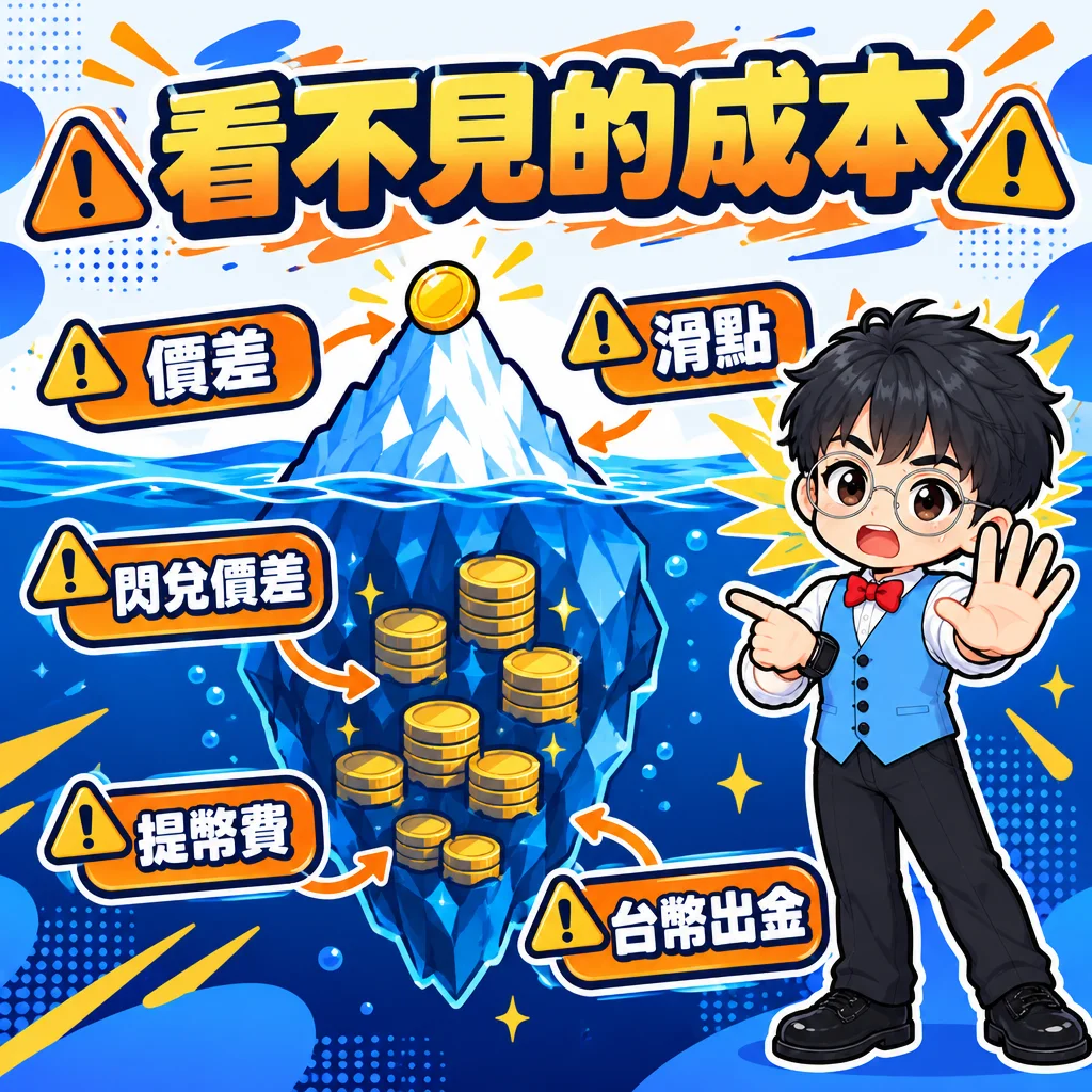 交易手續費以外的隱形成本冰山示意圖