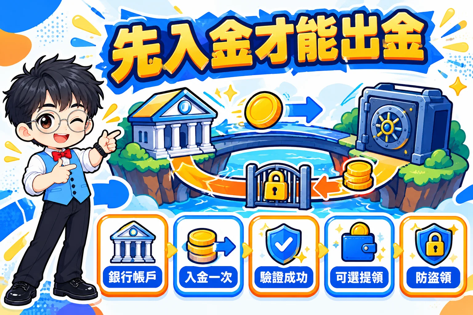 出金帳戶必須先入金驗證的概念圖